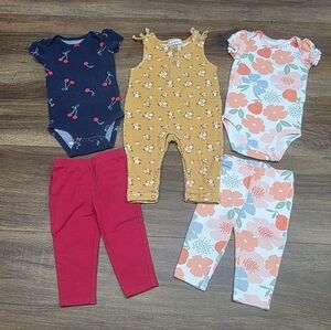 Bundle of Baby Girl Cherry & Flower Clothing SIZE: 6-9 & 9 Months